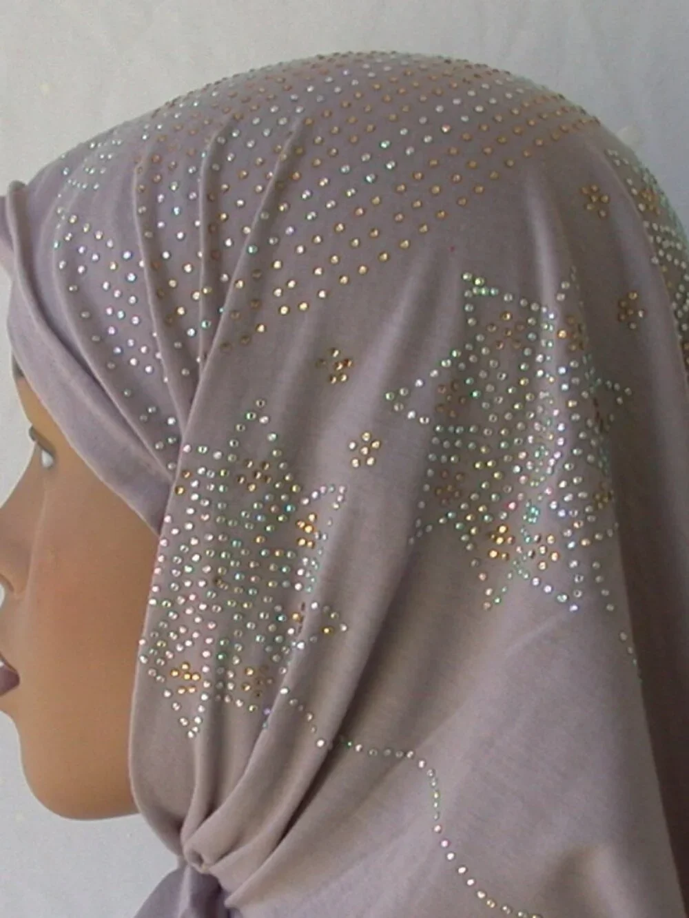 Women's Seattle Grey Rhinestone Fashion Jersey Scarf 28 x 70 Headwrap  Hijab